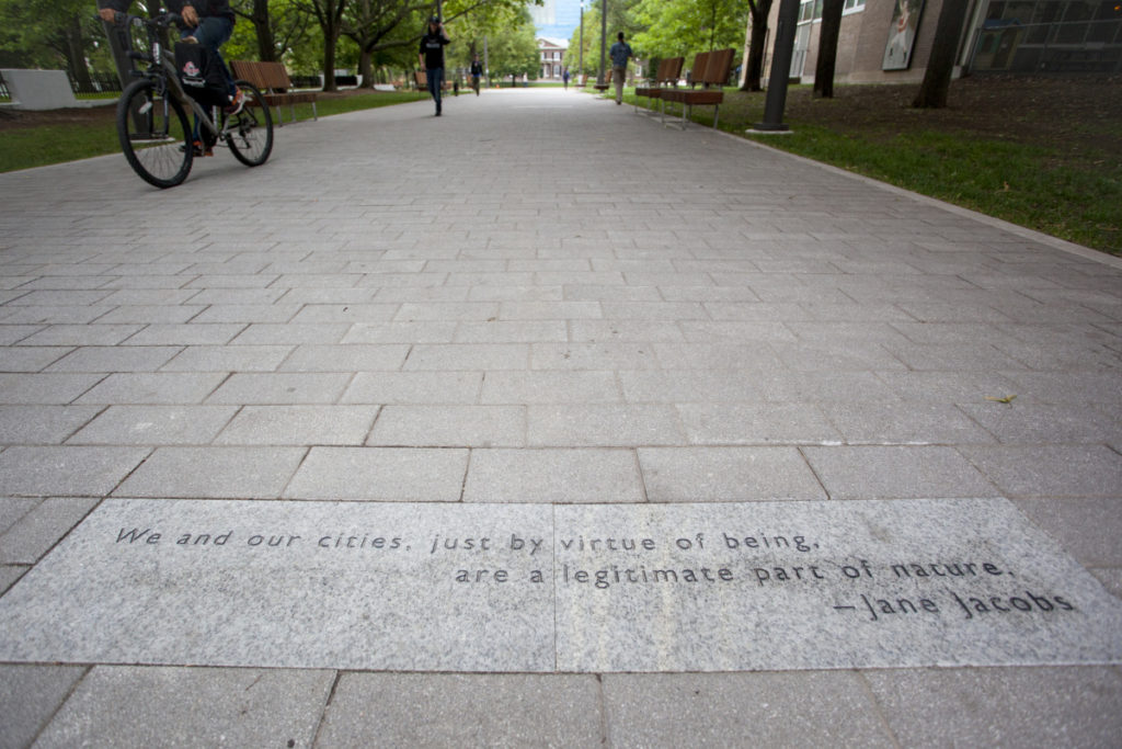 Inscribed granite paving stones